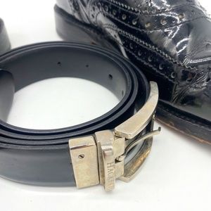 Hackett London Patent leather Black Belt and Grenson matching Patent Brogues